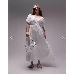 NWT Topshop Curve Smocked Cotton Blend Maxi Dress